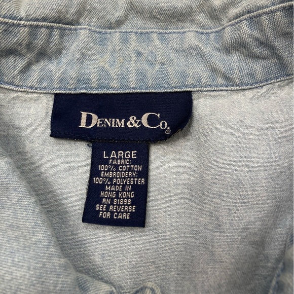 Vintage 90’s Denim Chore Jacket Women's Large Boho Floral Cottage Fall Winter - Picture 2 of 9